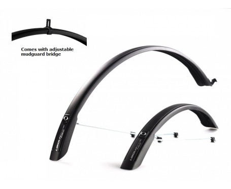Pair 700c urban hybrid bike mudguards with support stays fits 45mm wide tyres